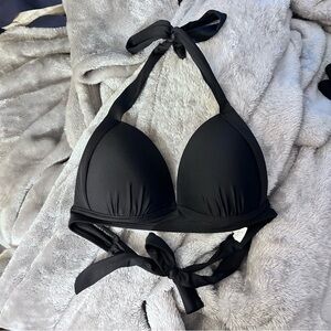 Retro Stage Black Halter Bikini Top
